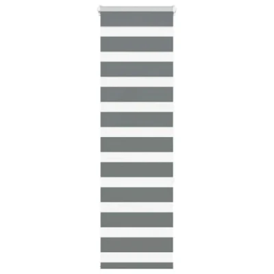 Image de vidaXL Store zèbre Gris foncé Largeur du Tissu 45,9 cm Polyester, à Enrouleur zébré, zébré pour fenêtre, vitre