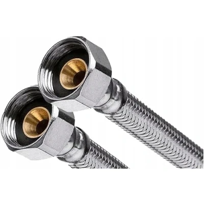 Image de Tuyau flexible 1/2&quot; x blindé en acier inoxydable 1200 mm Raccord pour robinet