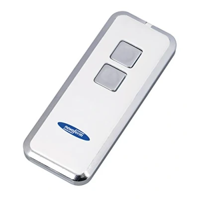 Image de Télécommande de porte garage/émetteur manuel 522 Mini Novotron sur 2 canaux avec code changeant KeeLoq, cryptage 64 ou 128 bits, 433 MHz, argenté/blanc (pile bouton fournie)