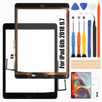Image de Atwist Écran pour iPad 9.7 6th 2018, tactile, Verre trempé, Remplacement 6 Digitizer avec Home Bouton A1893 A1954 (Noir)