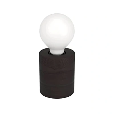 Image de Eglo lampe de chevet Turialdo 1, à poser décorative, table cylindre en bois noir mat, FSC100HB, luminaire pour salon et chambre coucher, douille E27