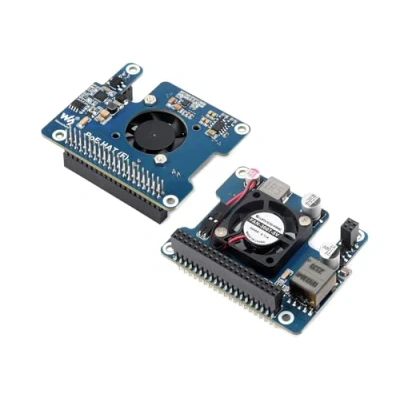 Image de PoE Power Over Ethernet Hat pour Raspberry Pi 5, IEEE 802.3af/at Network Standard, Sorties 5V et 12V Intégrées, avec Ventilateur de Refroidissement Dissipateur Thermique en Métal