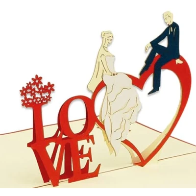 Image de LINPOPUP®, LIN17381, Carte POP UP de vœux 3D pour mariage fiançailles Félicitations le Invitation mariage, N254