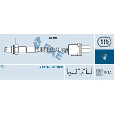 Image de FAE 75051 Sonde lambda noir VOLKSWAGEN: Polo IV 3/5 portes, Golf 5, V AUDI: A3 Sportback, A4 B8 Avant, SEAT: Ibiza 3