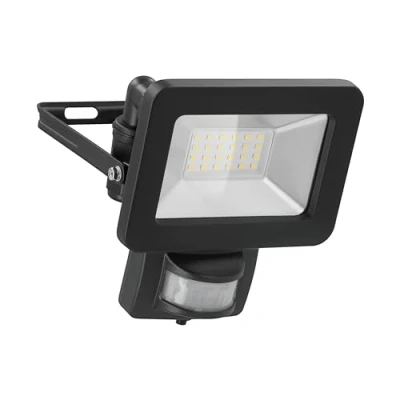 Image de goobay 53879 Projecteur LED avec détecteur de mouvement 20 W Lumière blanche neutre 4000 K 1700 lm Angle d&#039;éclairage 100 Indice protection IP65 Noir
