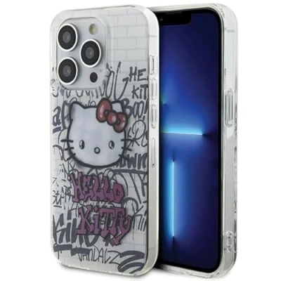 Image de CG MOBILE Hello Kitty HKHCP15LHDGPHT Coque pour iPhone 15 Pro 6,1&quot; Blanc rigide IML On Bricks Graffiti