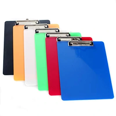 Image de 6 Pièces Porte bloc A4 avec Pince, Robuste Plastique Clip planches pour papier d&#039;écriture Memo des dossiers, Planchettes à pince Idéal le Travail Quotidien, Couleurs, TKD8022