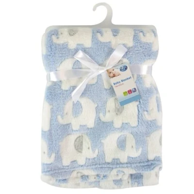 Image de Douce couverture de luxe en polaire pour bébé 75 x 100 cm « First Steps » les bébés à partir la naissance avec bavoir nouveau né inclus