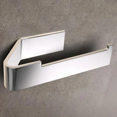 Image de Design Hambourg Porte Papier Toilette sans Percer I Support Salle de Bain Mural Auto Adhésif Rouleau WC (Chrome, étagère)