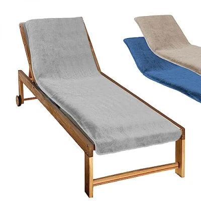 Image de Vivezen Serviette de Plage à Rabat pour transat Bain, 100% Coton 75 x 200 cm 3 Coloris
