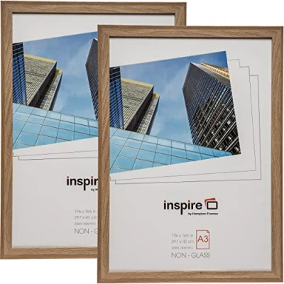 Image de Hampton Frames Sorbonne SORA3NG Lot de 2 cadres photo en acrylique effet chêne 30 x 42 cm