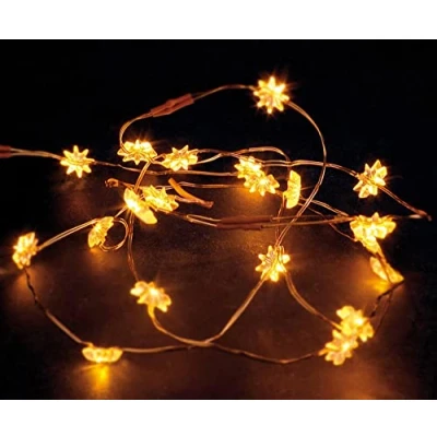 Image de Hellum Guirlande lumineuse LED étoiles, intérieur, 20 blanc chaud, 1,5m illuminée, fonctionne sur piles pour l&#039;intérieur 570830