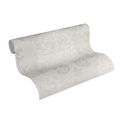 Image de A.S. Création Papier peint intissé baroque en crème, argent et beige Tapisserie pour différents espaces adhésif 10,05 m x 0,53