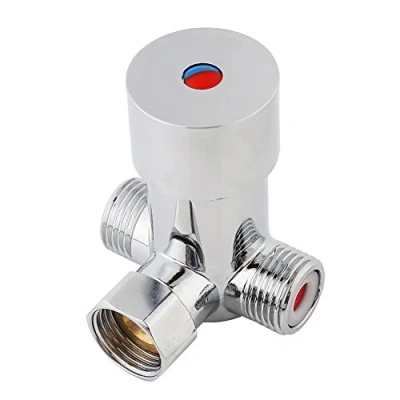 Image de GLOGLOW Vanne de Mélange Chaude l&#039;eau Froide G1/2, robinets d&#039;évier Salle Bains utilisables Contrôle thermostatique Température Mélangeur pour Le Robinet Automatique