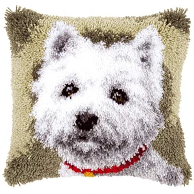 Image de Vervaco Kit coussin au point noué Westie,Multicolore,40.0 x 40.0 1.0 cm