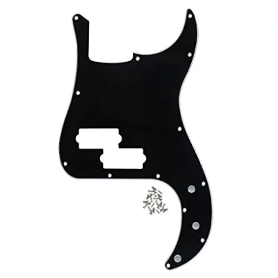 Image de FLEOR Pickguard pour basse de précision standard style moderne 13 trous sans encoche tige réglage modèle P à 4 cordes, noir