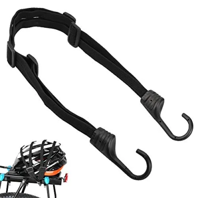 Image de LYTIVAGEN Tendeur Vélo en Nylon Sangle de Bagages avec Crochet Élastique Rétractable Casque 60 100cm Lock Plat Accessoire pour Moto Bagage(Noir)