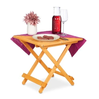 Image de Relaxdays Table Pliante en Bois, pour salon, Balcon et terrasse, Robuste, Console, HLP : 50 x cm, Nature