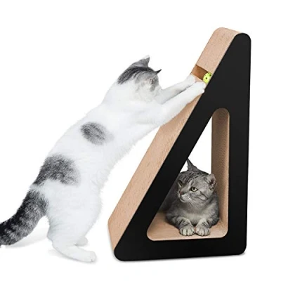Image de Aibuddy Griffoir pour Chat, lit de Repos en Carton avec Support à gratter incliné sur Trois côtés, Herbe Chat [68 x 36 27 cm Angles grattage Multiples, supérieur et Construction]