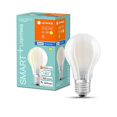 Image de LEDVANCE Smart LED Bulb with Bluetooth Mesh, ampoule E27 mate en forme de poire, gradable, blanc chaud (2700K), remplace les ampoules conventionnelles 75W, contrôlable avec Google et Alexa, 4 pack