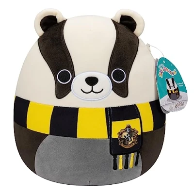 Image de Squishmallows Originaux 25cm Hufflepuff Badger, Ajoute Badger à Ton équipe, Peluche Ultra Douce