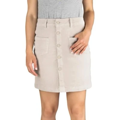 Image de DENIMFY Jupe d&#039;automne courte en velours côtelé stretch DFAlina midi Longueur genou Poches Bleu beige vert Tailles S, M, L, XL, Sable clair (60200), L