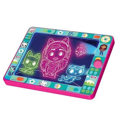 Image de Cefa Toys Gabby Tableau Lumineux Magique avec Portable, 8 lumières colorées et 2 marqueurs effaçables, Convient aux Enfants à partir de 5 Ans