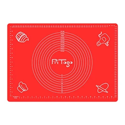 Image de Pritogo Tapis de cuisson (65 x 45 cm rouge) en silicone avec échelle roulant Antiadhésif extra stable antidérapant