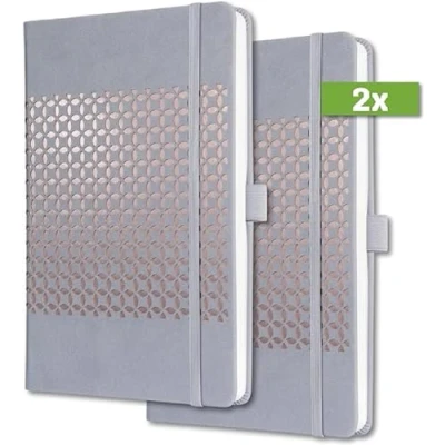 Image de SIGEL J4208 Jolie Agenda semainier 2024, couverture rigide, 9,5 x 15 cm, 174 pages, gris clair, 2 pièces