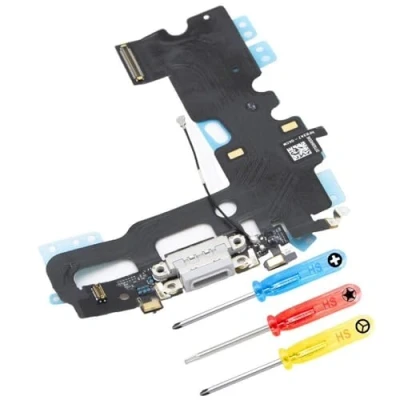 Image de MMOBIEL Dock Connector Compatible avec iPhone 7 Plus 2016 Port de Charge Câble Flexible Uniquement Remplacement du Casque/Micro/antenne Tournevis Inclus Or