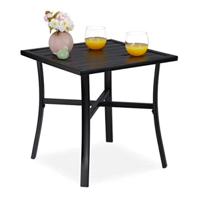 Image de Relaxdays Table de Jardin carrée, Balcon et terrasse, 4 Personnes, Acier, Pratique, L x P : 46 cm, Noir, 1 élément