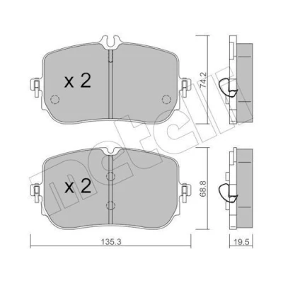 Image de METELLI 22 1268 0 Jeu de plaquettes frein préparé pour indicateur d&#039;usure MERCEDES BENZ: Classe A, CLA Coupe, B