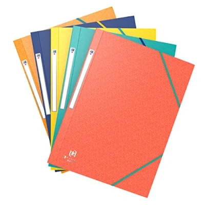 Image de OXFORD Lot de 50 Chemises 3 Rabats Bicolor Recyc plus A4 avec Elastique Couverture Carte Coloris Assortis