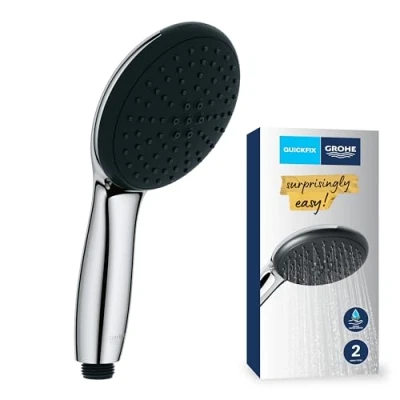 Image de GROHE QuickFix Vitalio Start 110, Douchette Ronde 2 jets (Pluie et Stimulant), Economie d&#039;Eau, Sélection Facile, Procédé Anti Calcaire, Chromé, 2794610E