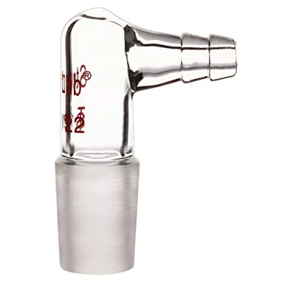 Image de stonylab Adaptateur de Vide/Gaz à 90 Degrés en Verre, d&#039;Entrée Plié Verre Borosilicate avec Joint Intérieur 19/22 et Tuyau pour l&#039;approvisionnement Laboratoire