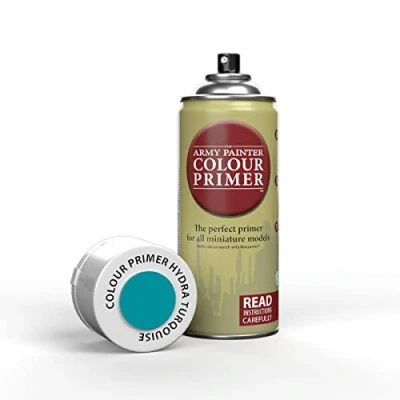 Image de The Army Painter Colour Primer Hydra Turquoise, apprêt en spray acrylique, 400 ml, peinture pour base d&#039;apprêt miniature, jeux de rôle table, société et modélisation miniature