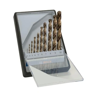Image de Bosch Accessories 2607019925 Foret à métaux rectifié au cobalt HSS Co Robust Line DIN 338 Ø 1/2/3/4/5/6/7/8/9/10 mm 10 pièces Or