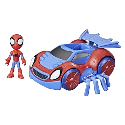 Image de Marvel Spidey and His Amazing Friends Hasbro Amis fantastiques Web Crawler, véhicule Convertible 2 en 1 avec Personnage de 10 cm, pour Enfants à partir 3 Ans, F1944, Multicolore, Piccolo