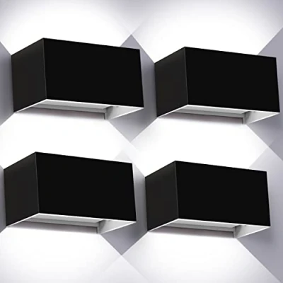 Image de Kingwei Applique Murale Extérieur/Intérieur 4 Pièces 20 Watt IP65 Étanche 6000K Blanc Froid LED Apliques Murales Angle de Faisceau réglable Moderne Luminaire [Classe énergétique F]