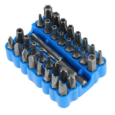 Image de Kit d&#039;Embout de Tournevis, 33Pcs Bits Tournevis Magnétique Multifonctionnels Mèche Étoile Inviolable/Tri Wing/Hex/Clé avec Extension Porte Embout