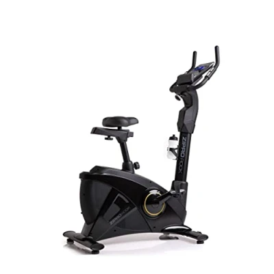 Image de Zipro Vélo d’Appartement Rook Gold, d’Intérieur pour Fitness et Sport à Domicile, écran LCD, Pulsomètre, Niveaux de Résistance, application iConsole + Kinomap, USB, Bluetooth, casque, 150kg Noir