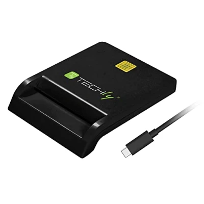 Image de Lecteur/graveur de carte à puce USB C™ compact Techly Blanc