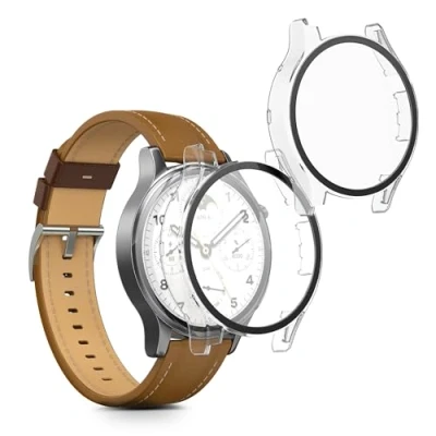 Image de kwmobile Coque Compatible avec Xiaomi Watch S1 Pro 2X Étui Cadre écran en Verre trempé pour Fitness Tracker Transparent