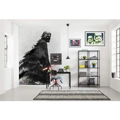 Image de Komar DX4 074 Star Wars Kylo Vader Shadow Papier peint photo non tissé pour chambre d&#039;enfant Noir/blanc 200 x 280 cm Largeur 50