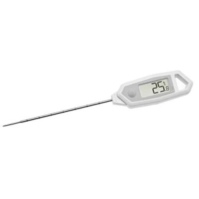 Image de TFA Dostmann Thermomètre de ponction numérique 30.1064.02.K avec certificat d&#039;usine, capteur en acier inoxydable, étanche, écran rotatif blanc, plastique, 206 x 31 18 mm