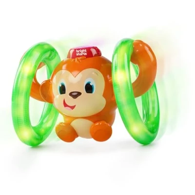 Image de Bright Starts, Roll &amp; Glow, jouet bébé singe rampant avec lumières et sons pour 6 mois plus