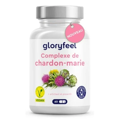 Image de Complexe de Chardon Marie, Pissenlit, Artichaut et Desmodium, Detox Foie Puissant Rapide, Fortement Dosé en Silymarine, Testé Laboratoire, 60 Capsules, Sans Additifs, 100% Végan