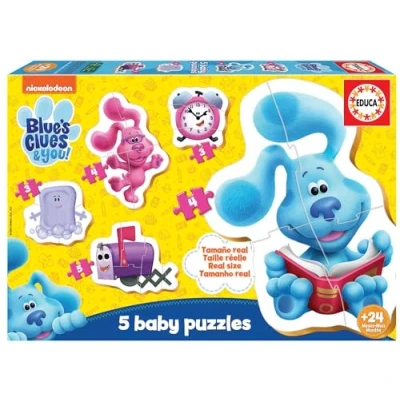 Image de Educa Blue&#039;s Clues Baby Puzzles Lot de 5 Progressifs pour Bébés 3 à Pièces Apprendre avec Différents Niveaux Difficulté. Composé Grandes Pièces. + 24 Mois (19397)