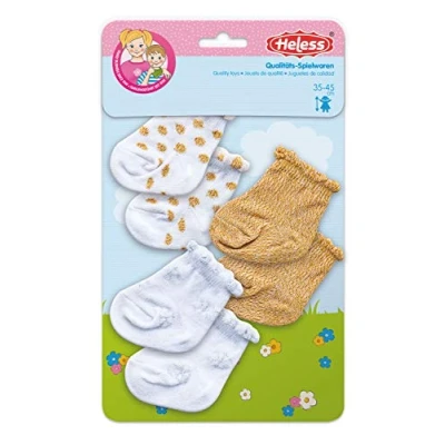 Image de Heless Lot de 3 Paires Chaussettes à Paillettes pour poupée 35 45 cm, 10128277, doré, Taille Unique