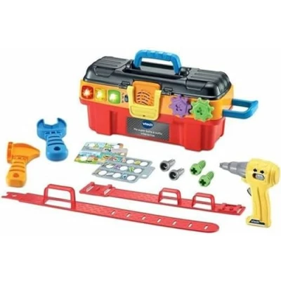Image de VTech Ma Super Boîte à Outils Interactive, Caisse Enfant Éducative avec Ceinture Porte Outils, 11 Pièces et Accessoires de Jeu, Cadeau 2 Ans 5 Contenu en Français